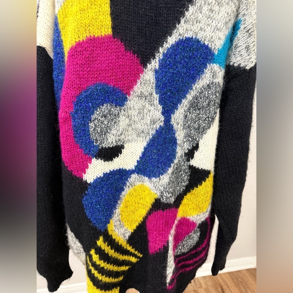 Vintage Cervelle Mohair Wool Blend Cardigan Sweater Knit Size L-XL Crazy 80s. - Picture 2 of 8